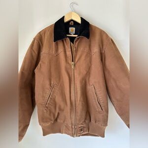 VTG Carhartt Quilted Lined Canvas Duck Jacket J14 Santa Fe Corduroy Collar Work
